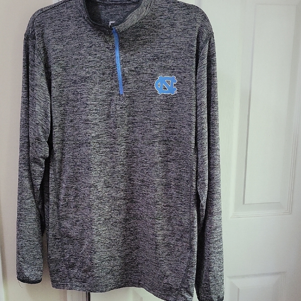 Men's UNC Gray and Blue Quarter-Zip Pullover